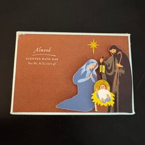 Almond Scented Bath Bar 8 oz Nativity Scene Soap Made in‎ USA Holiday Christmas